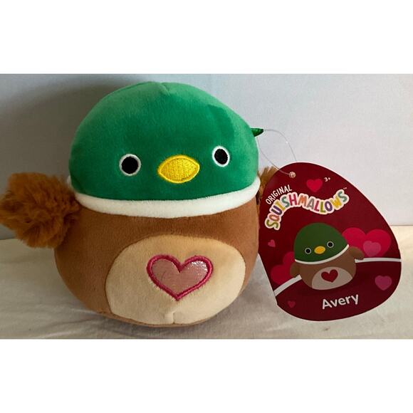 NWT Squishmallow Avery the Mallard Duck 5" Plush with Heart Valentines - Picture 1 of 6